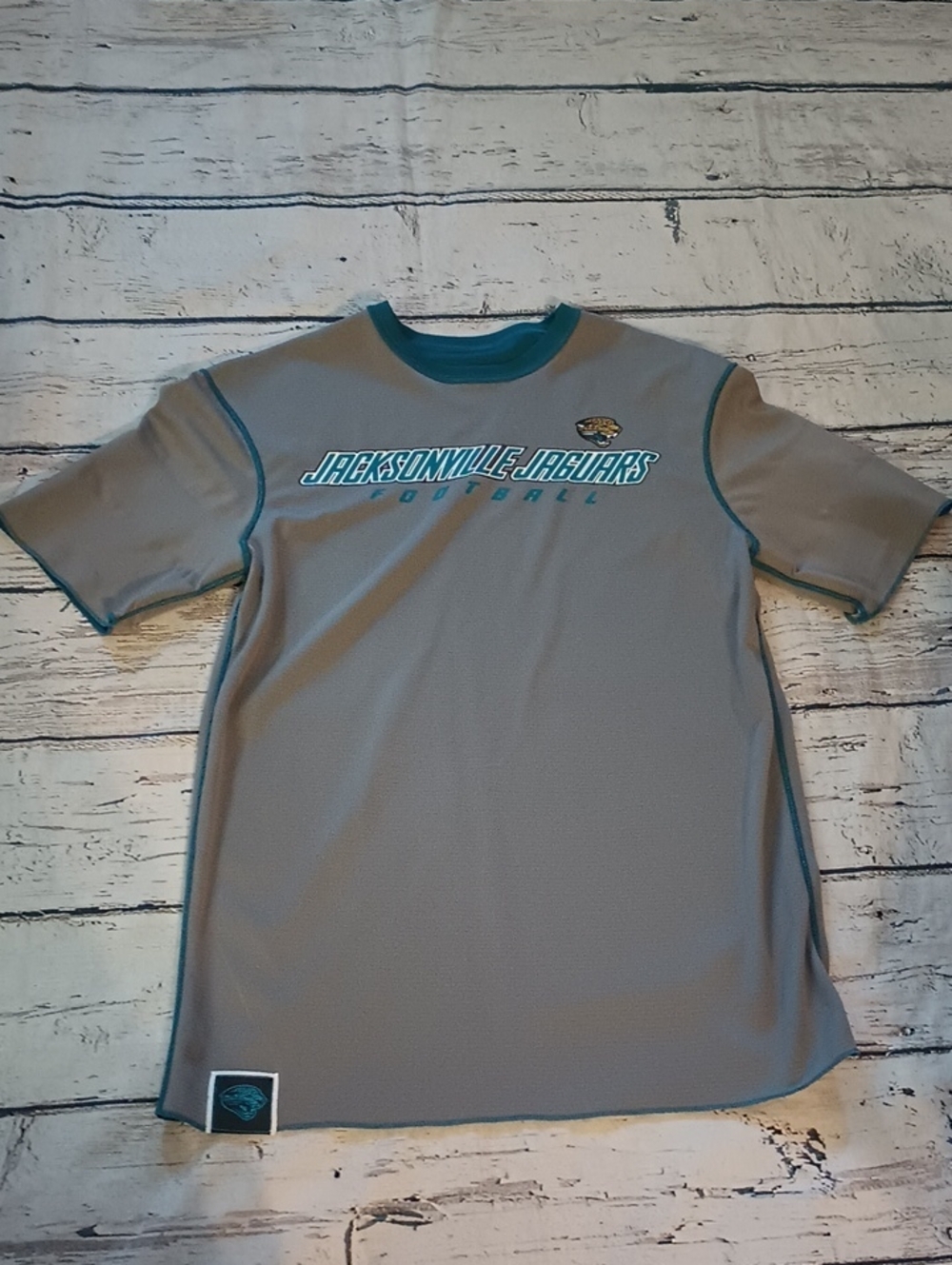NFL Jacksonville Jaguars Teal Gray Logo Reversible Jersey Style Shirt L